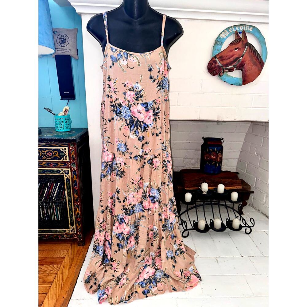 AUGUSTE AUSTRALIA FLORAL RUFFLE MAXI SLIPDRESS 6